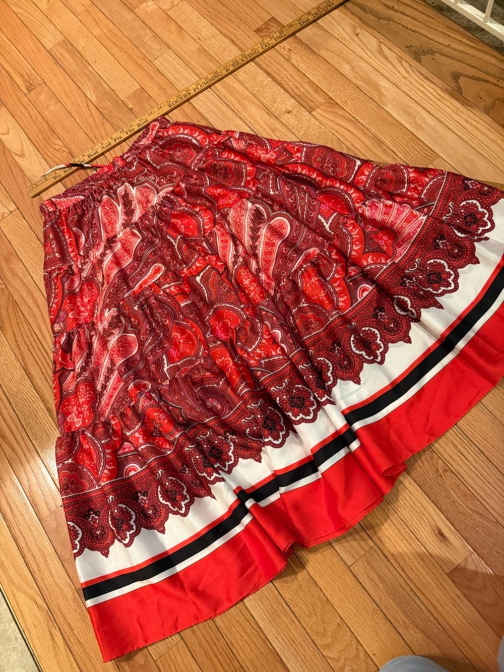 Ralph Lauren Red Paisley Maxi Skirt Size S boho festival - Picture 5 of 7